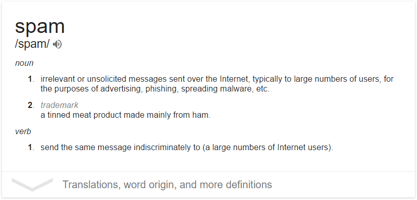 Internet definition of spam